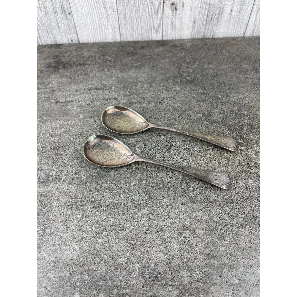 Antique Engraved Silver Plated Spoon Ornate Filigree Price Per Spoon